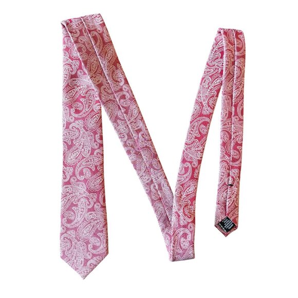 Ben Sherman Red Paisley Silk Cotton Blend Tie Necktie Mens Workwear Formal - Picture 10 of 12